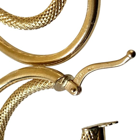 14K Yellow Gold Earrings Duble Hoops Italy 2.2 grams Leverback New - Picture 12 of 15